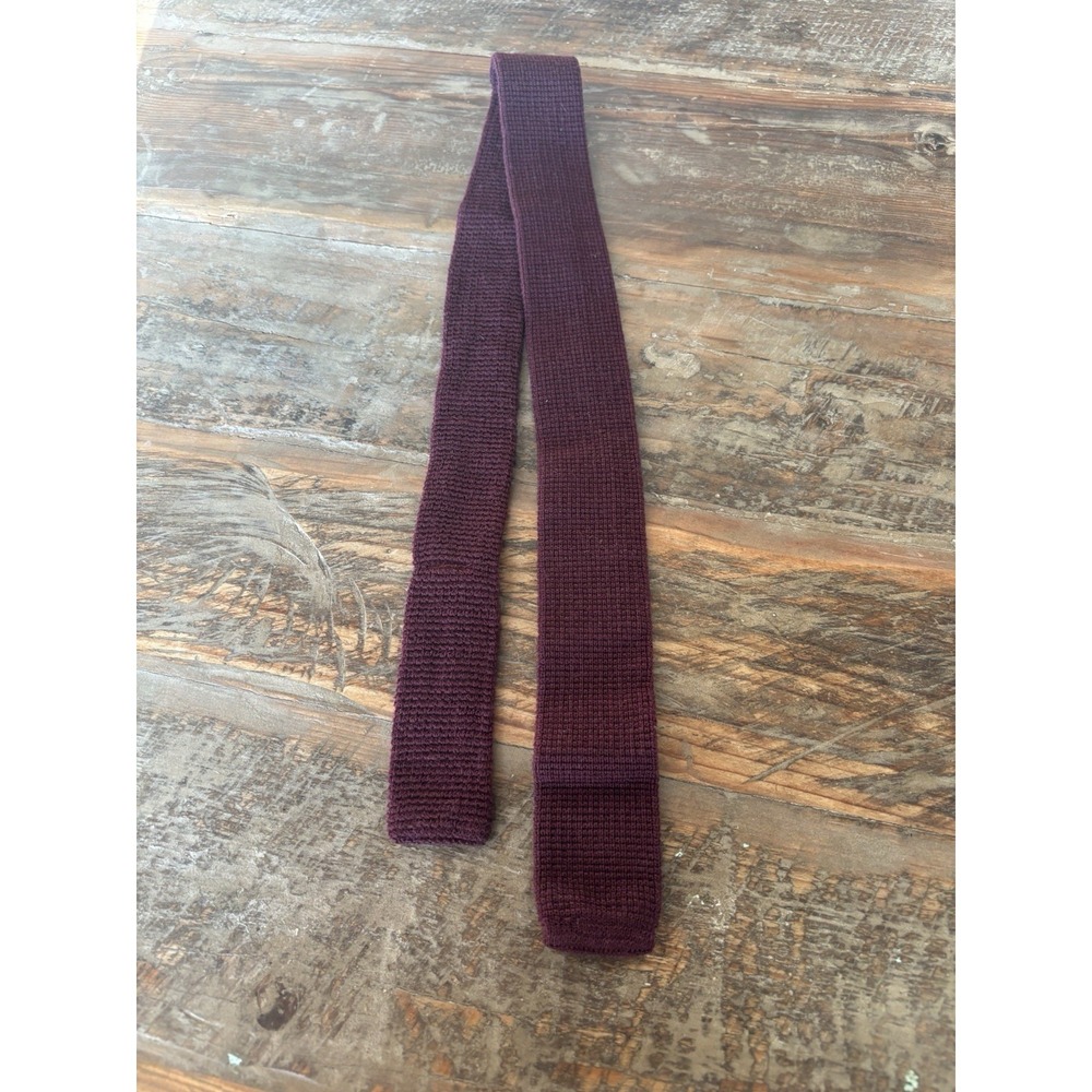 Vintage Knit Wembly Sock Tie 100% Wool Burgundy